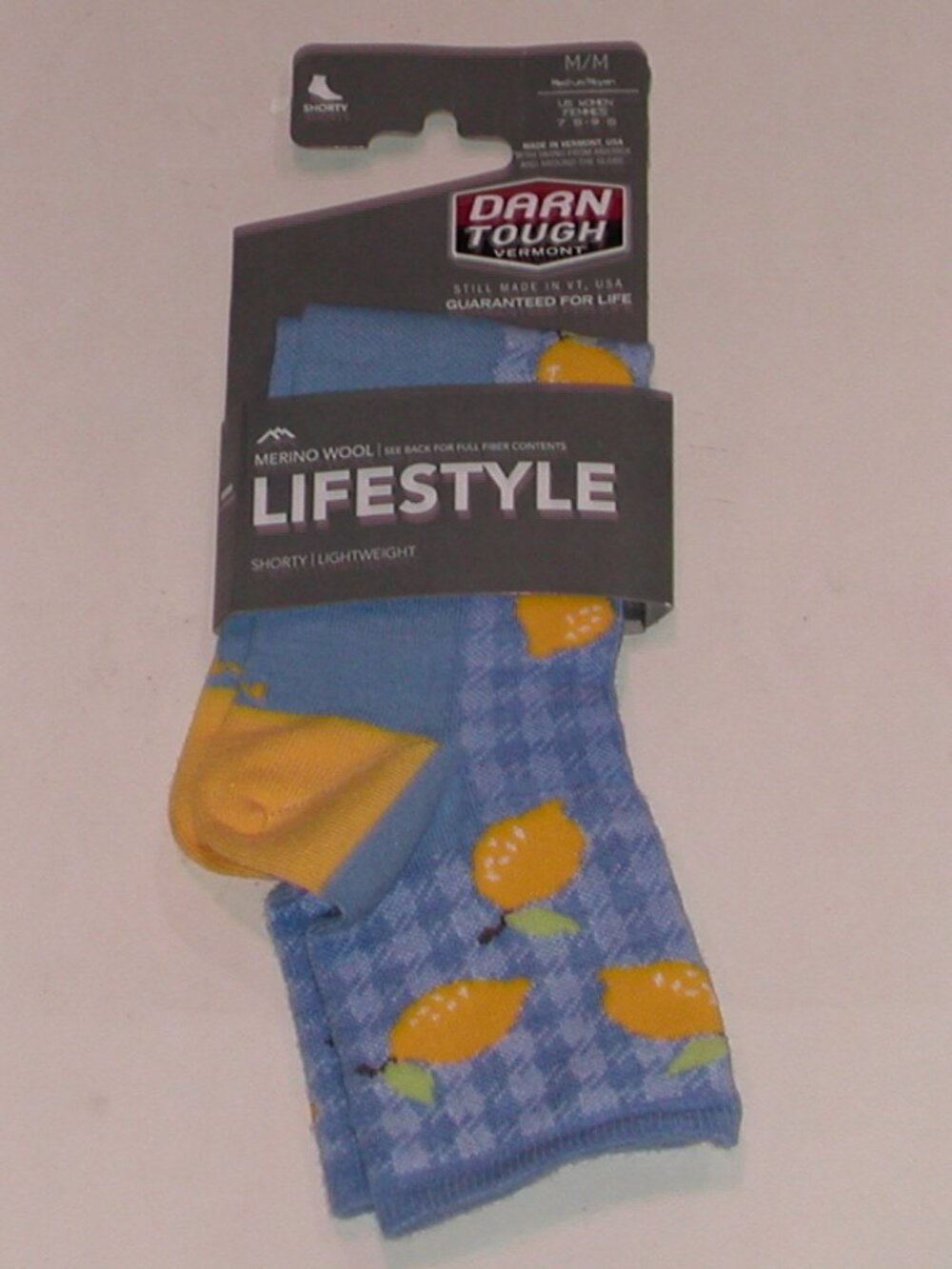 Darn Tough Lemon Fruit Stand Shorty Lightweight Socks Women's Size Medium
